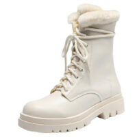 מגפוני עור נמוכים לנשים - דגם טרקטור פרווה