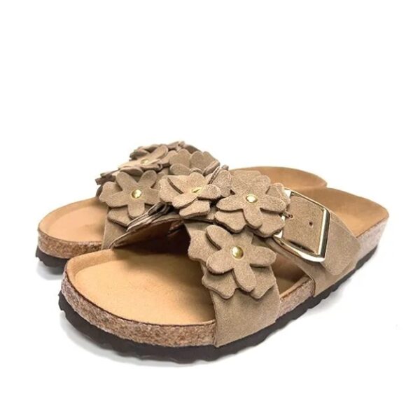 ⁦כפכפי בירקנשטוק זמש פרחים לנשים Birkenstock⁩ – תמונה ⁦3⁩