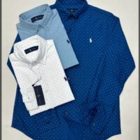 חולצת ארוכה מכופתרת לגברים עם נקודות  פולו ראלף לורן Ralph Lauren