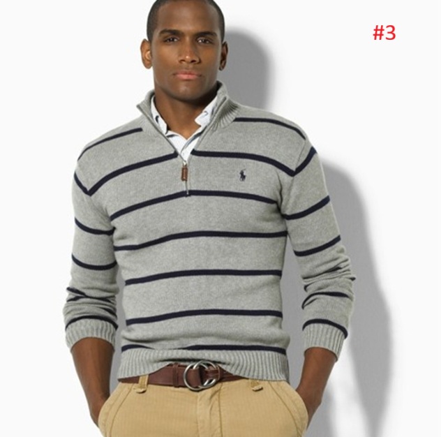 סריג פסים לגברים חצי רוכסן פולו ראלף לורן Ralph Lauren – תמונה 4