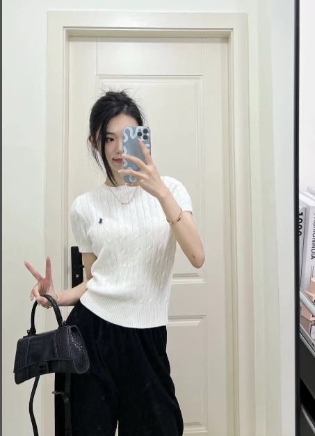 סוודר סריג קצר לנשים עם צמות פולו ראלף לורן Ralph Lauren – תמונה 8