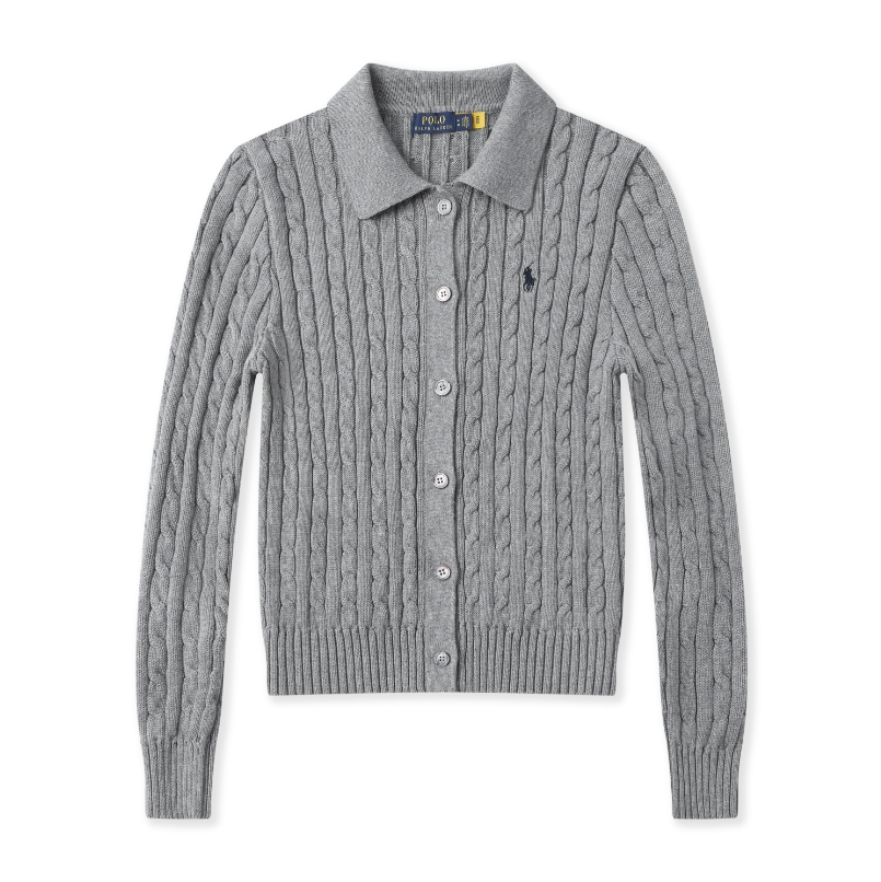 סריג צמות עם צווארון סוודר עם כפתורים פולו ראלף לורן Ralph Lauren סריג צמות עם צווארון סוודר עם כפתורים פולו ראלף לורן Ralph Lauren