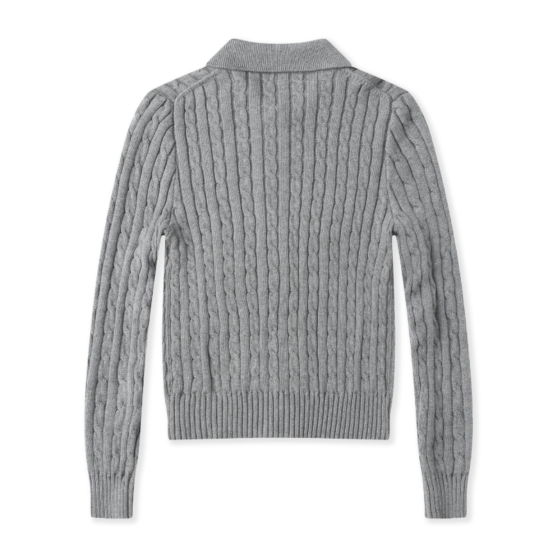 סריג צמות עם צווארון סוודר עם כפתורים פולו ראלף לורן Ralph Lauren – תמונה 5