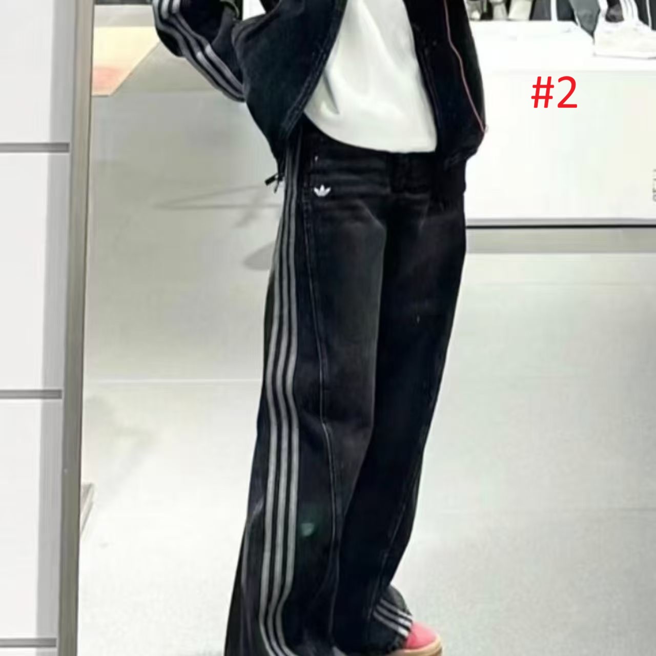 מכנס ג'ינס ארוך רחב אדידס ADIDAS לנשים – תמונה 8