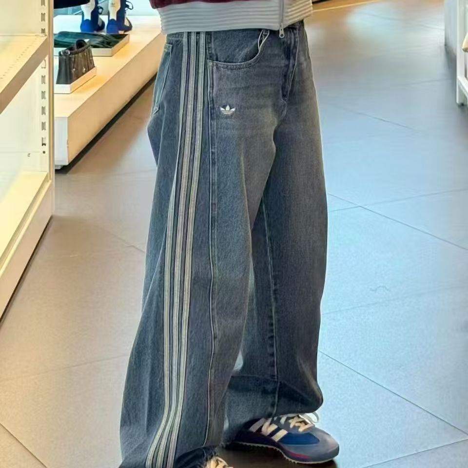 מכנס ג'ינס ארוך רחב אדידס ADIDAS לנשים – תמונה 10