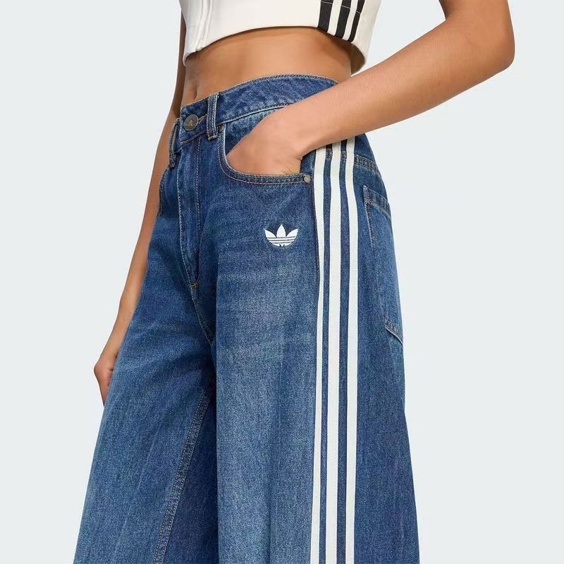 מכנס ג'ינס ארוך רחב אדידס ADIDAS לנשים – תמונה 7