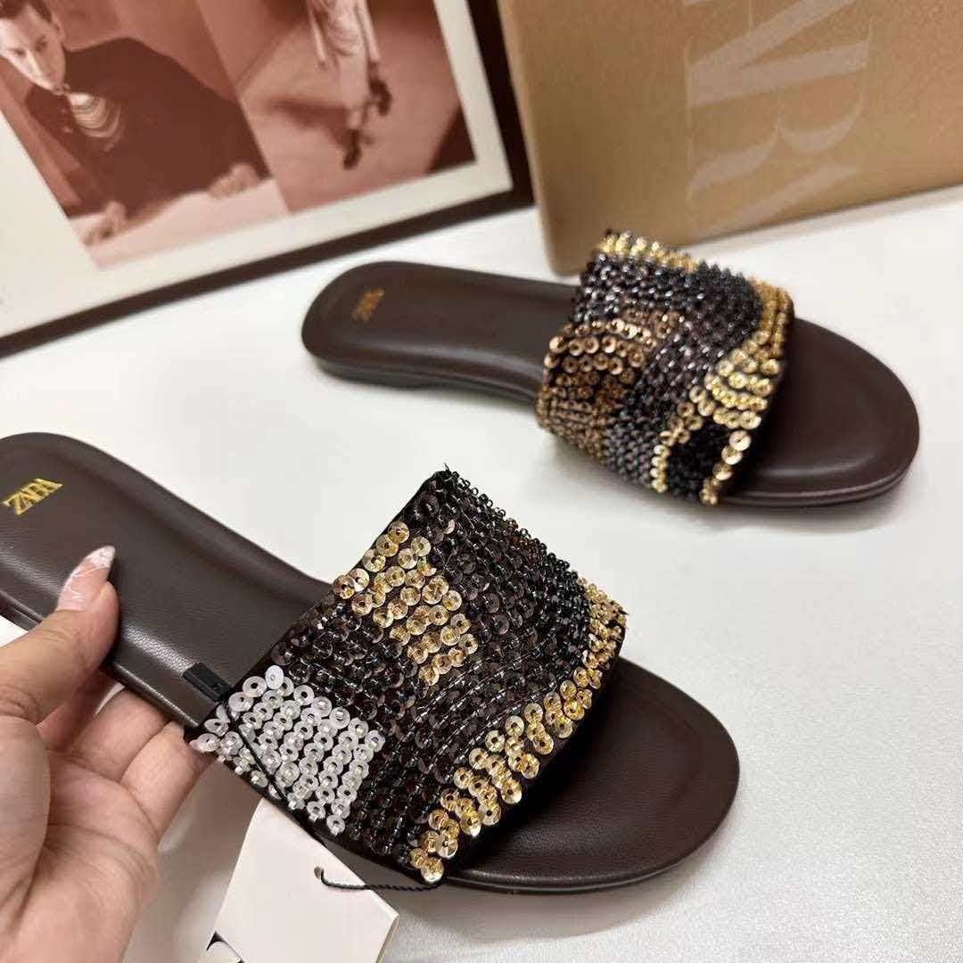 כפכפי נשים שטוחות חרוזים בהשראת זארה ZARA – תמונה 2