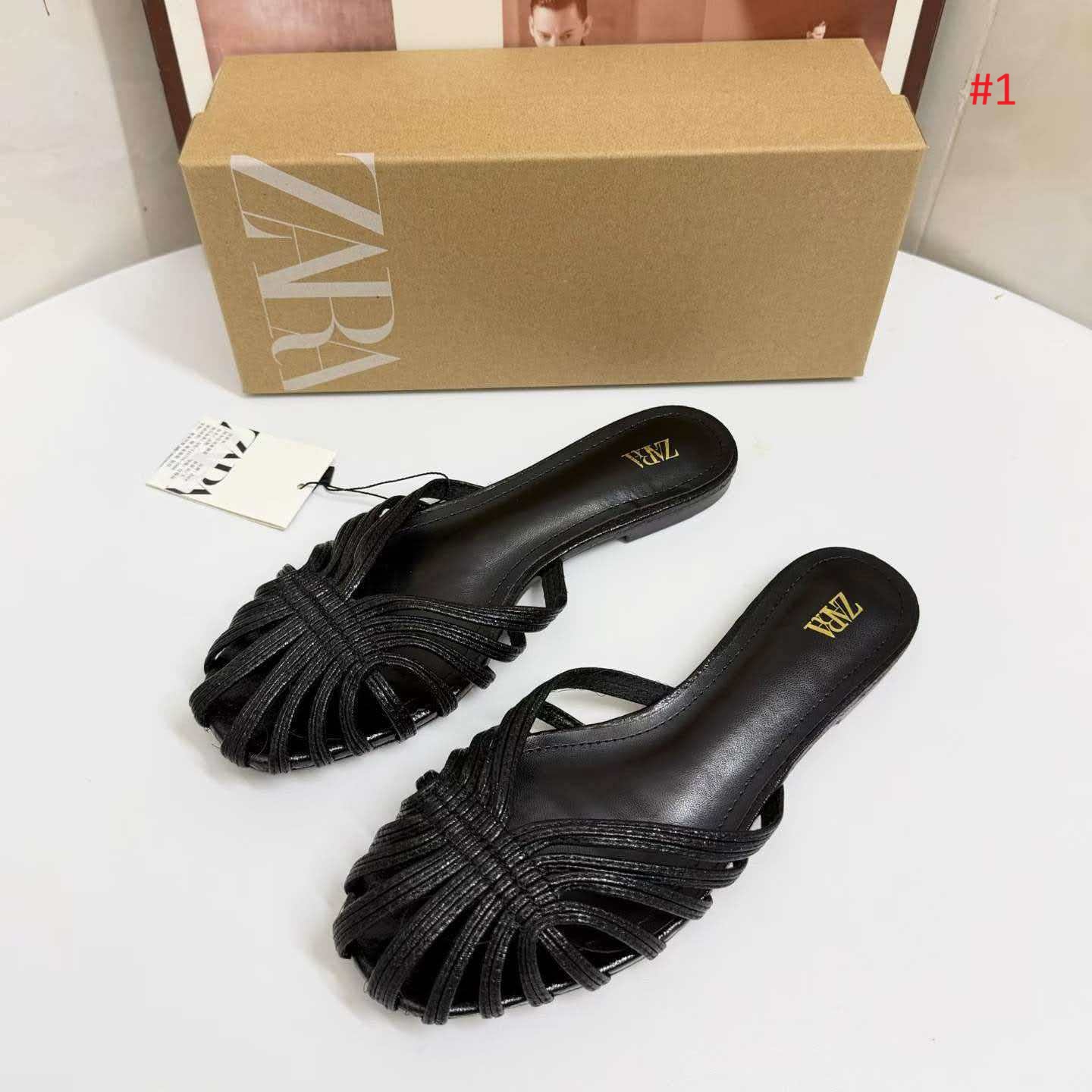 סנדלי נשים שטוחות רצועות בהשראת זארה ZARA – תמונה 2