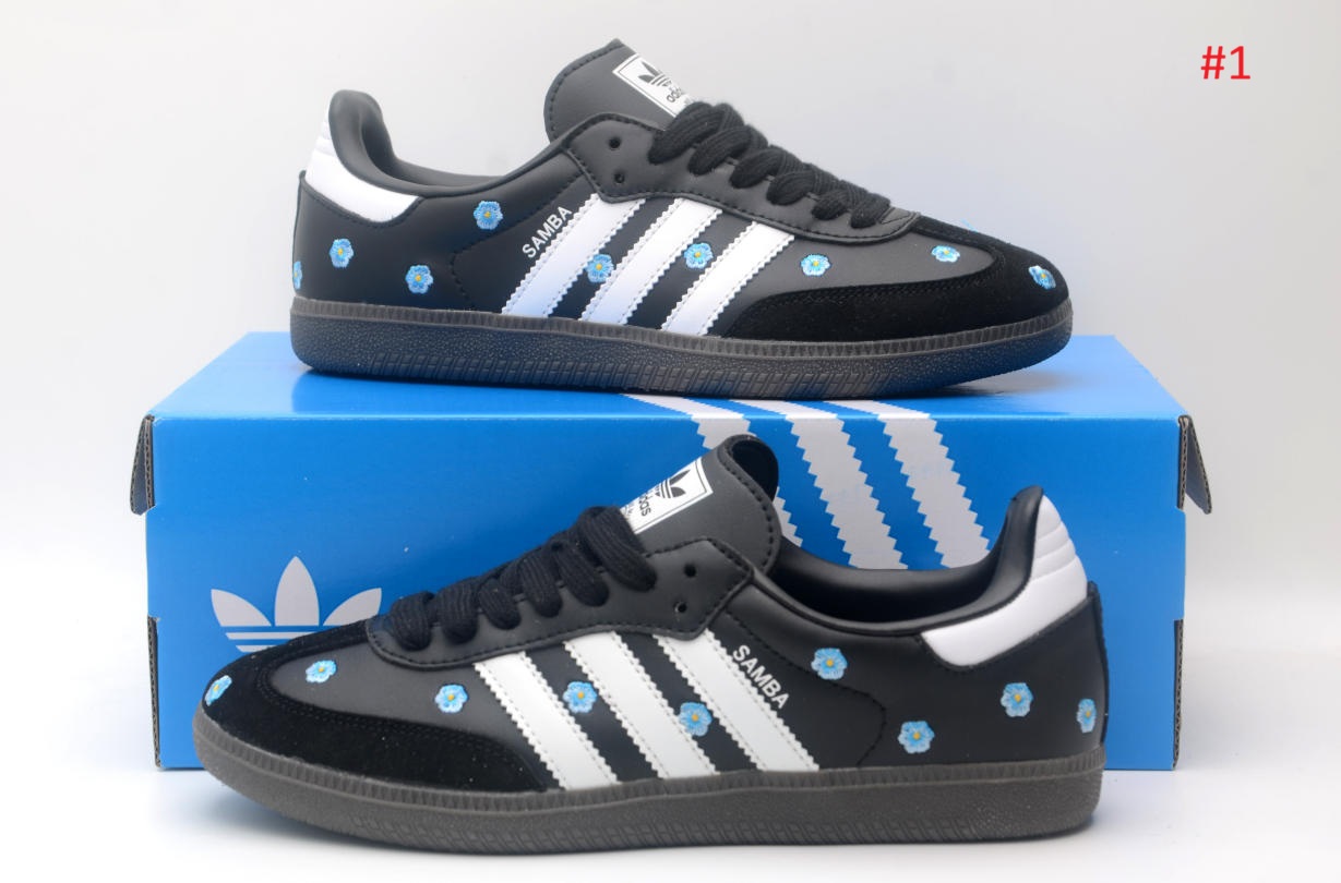 נעלי סניקרס Adidas Samba עם רקמת פרחים לגברים ולנשים – תמונה 2
