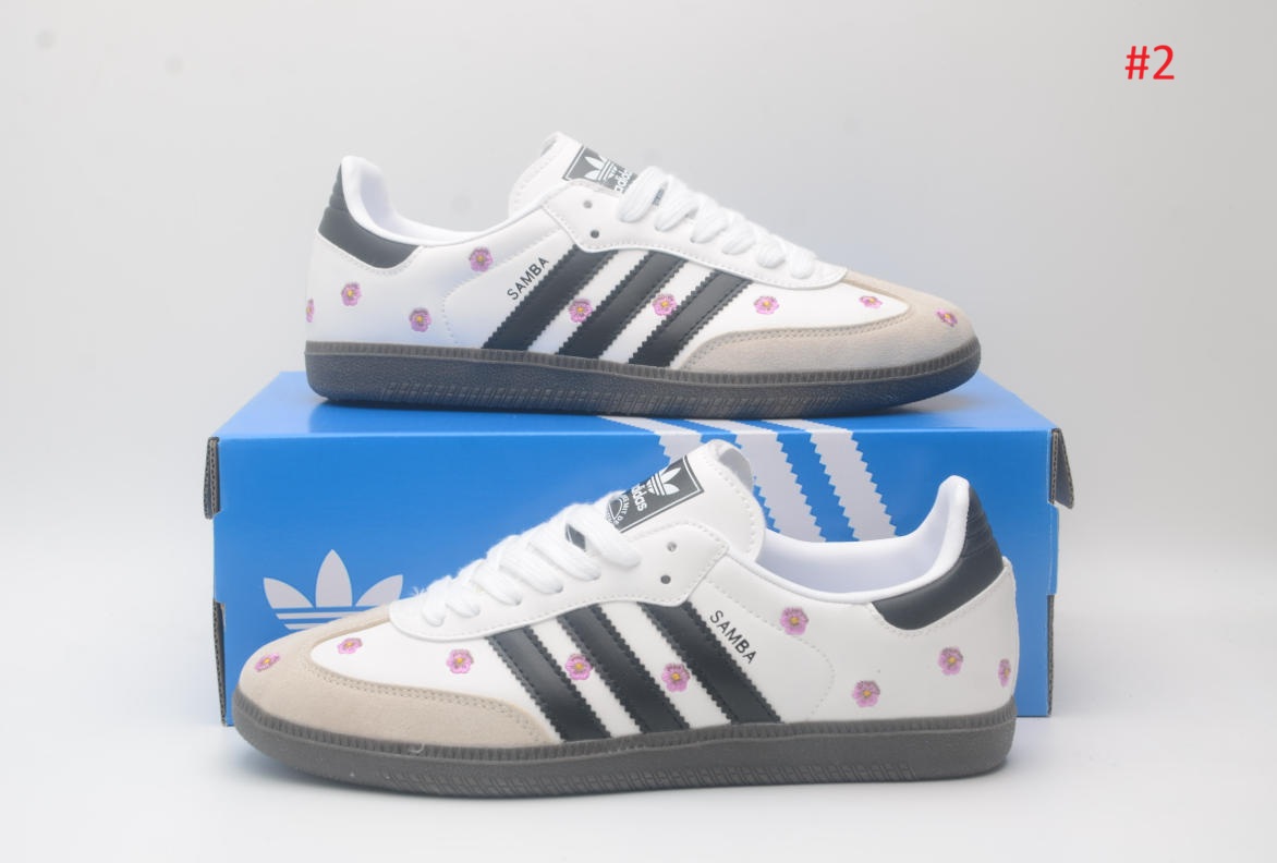 נעלי סניקרס Adidas Samba עם רקמת פרחים לגברים ולנשים – תמונה 3
