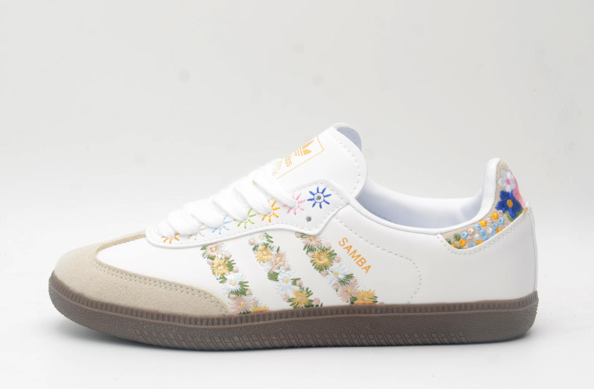 נעלי סניקרס Adidas Samba עם רקמת פרחים לגברים ולנשים – תמונה 5
