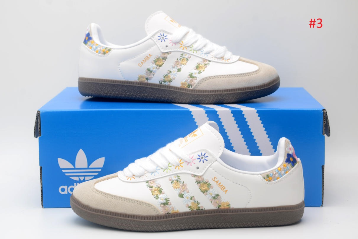 נעלי סניקרס Adidas Samba עם רקמת פרחים לגברים ולנשים – תמונה 4
