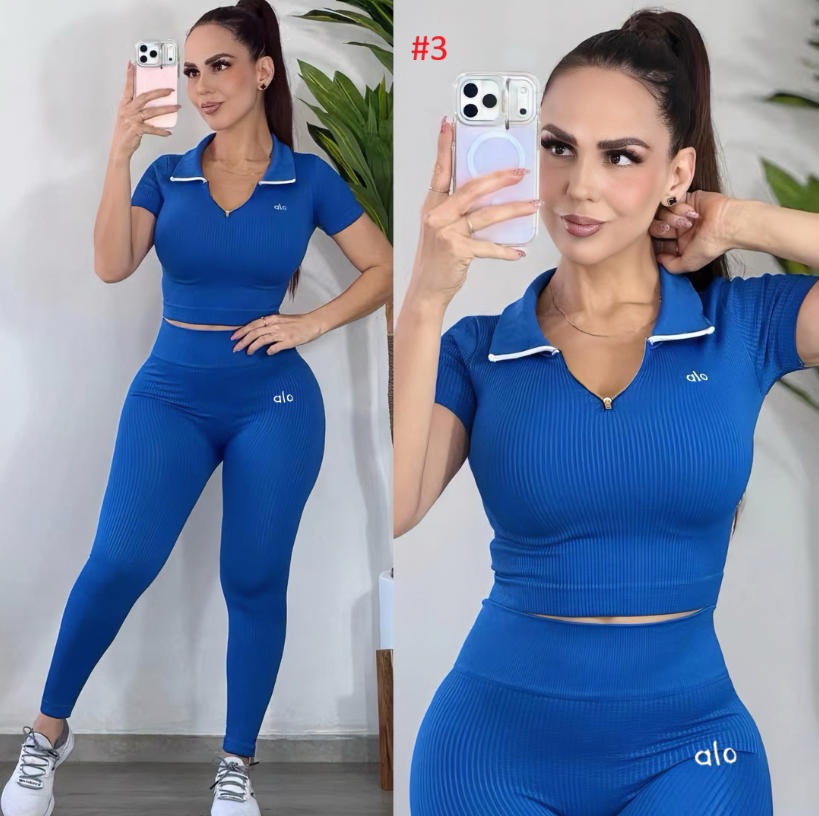 סט יוגה לנשים עם טופ רוכסן וטייץ ריב – תמונה 4