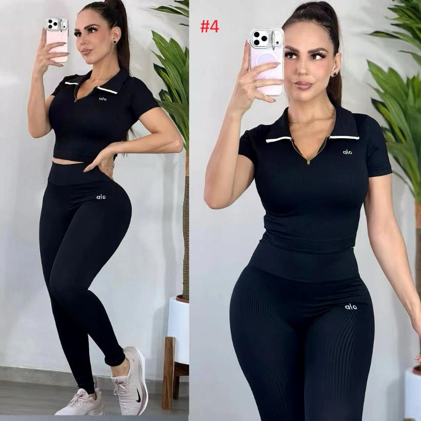 סט יוגה לנשים עם טופ רוכסן וטייץ ריב – תמונה 5