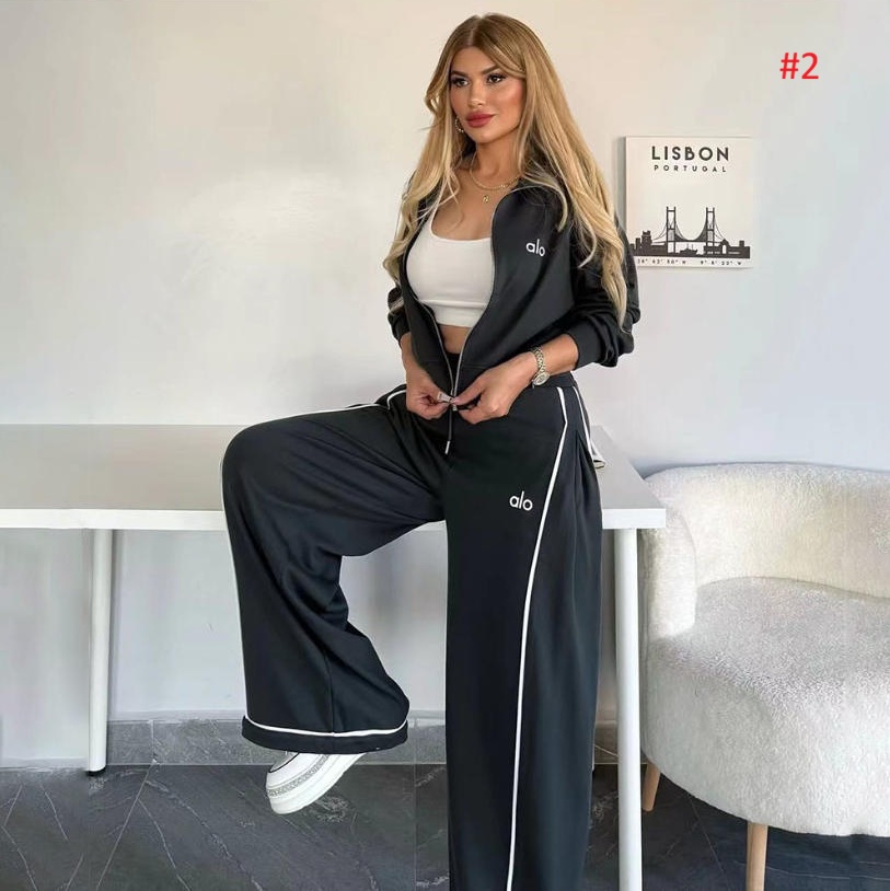 חליפת טרנינג נשים עם רוכסן ומכנס רחב – תמונה 3
