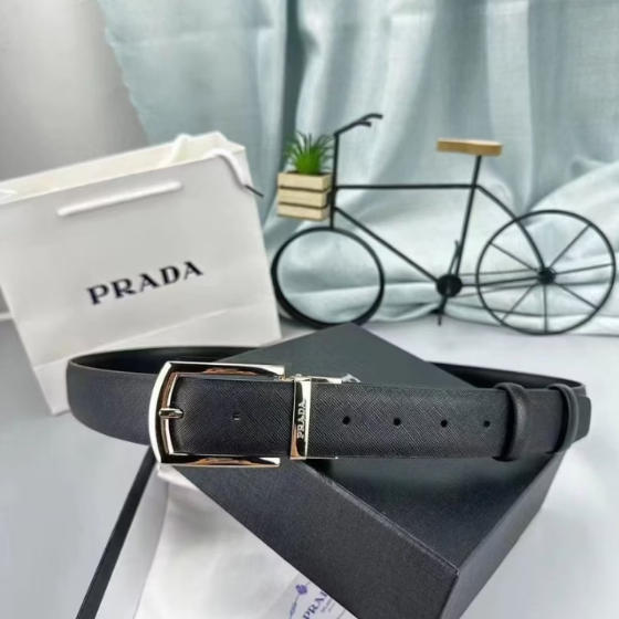 חגורת גברים למכנסיים עם אבזם מתכתי PRADA – תמונה 6