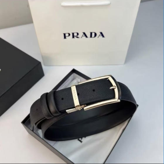 חגורת גברים למכנסיים עם אבזם מתכתי PRADA – תמונה 7