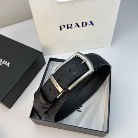 חגורת גברים למכנסיים עם אבזם מתכתי PRADA – תמונה 8