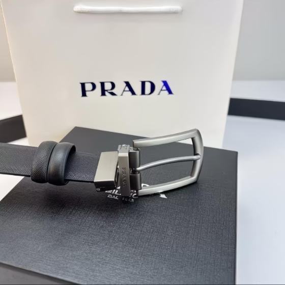 חגורת גברים למכנסיים עם אבזם מתכתי PRADA – תמונה 4