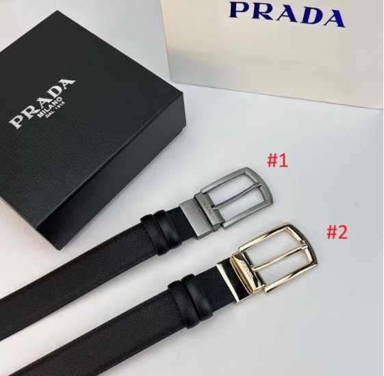 חגורת גברים למכנסיים עם אבזם מתכתי PRADA – תמונה 2