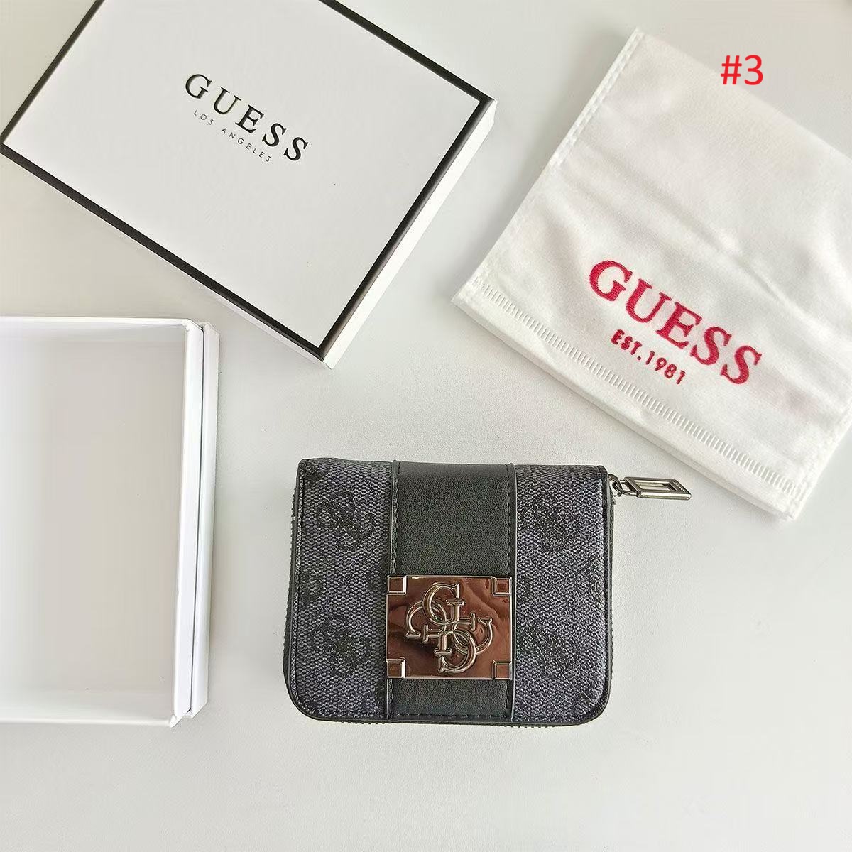 ארנק נשים קומפקטי GUESS עם רוכסן היקפי – תמונה 4
