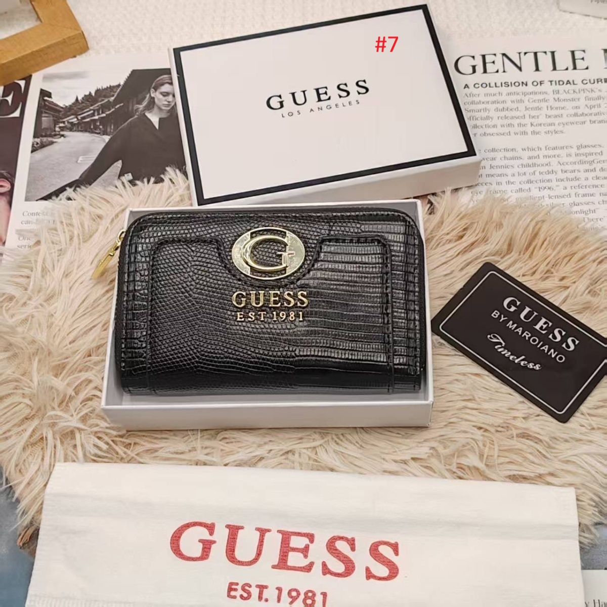 ארנק נשים קומפקטי עם רוכסן GUESS ולוגו זהב – תמונה 8