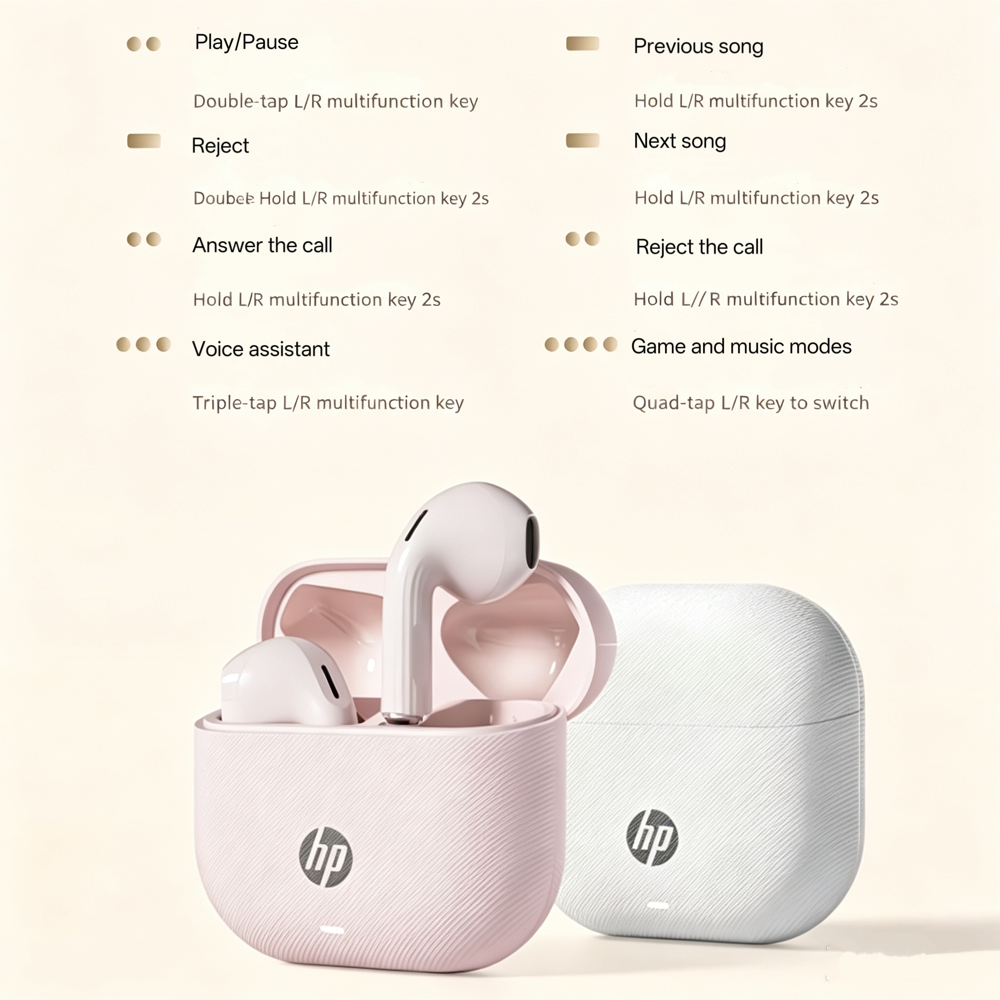 אוזניות TWS אלחוטיות של HP עם קייס בטקסטורה – תמונה 13