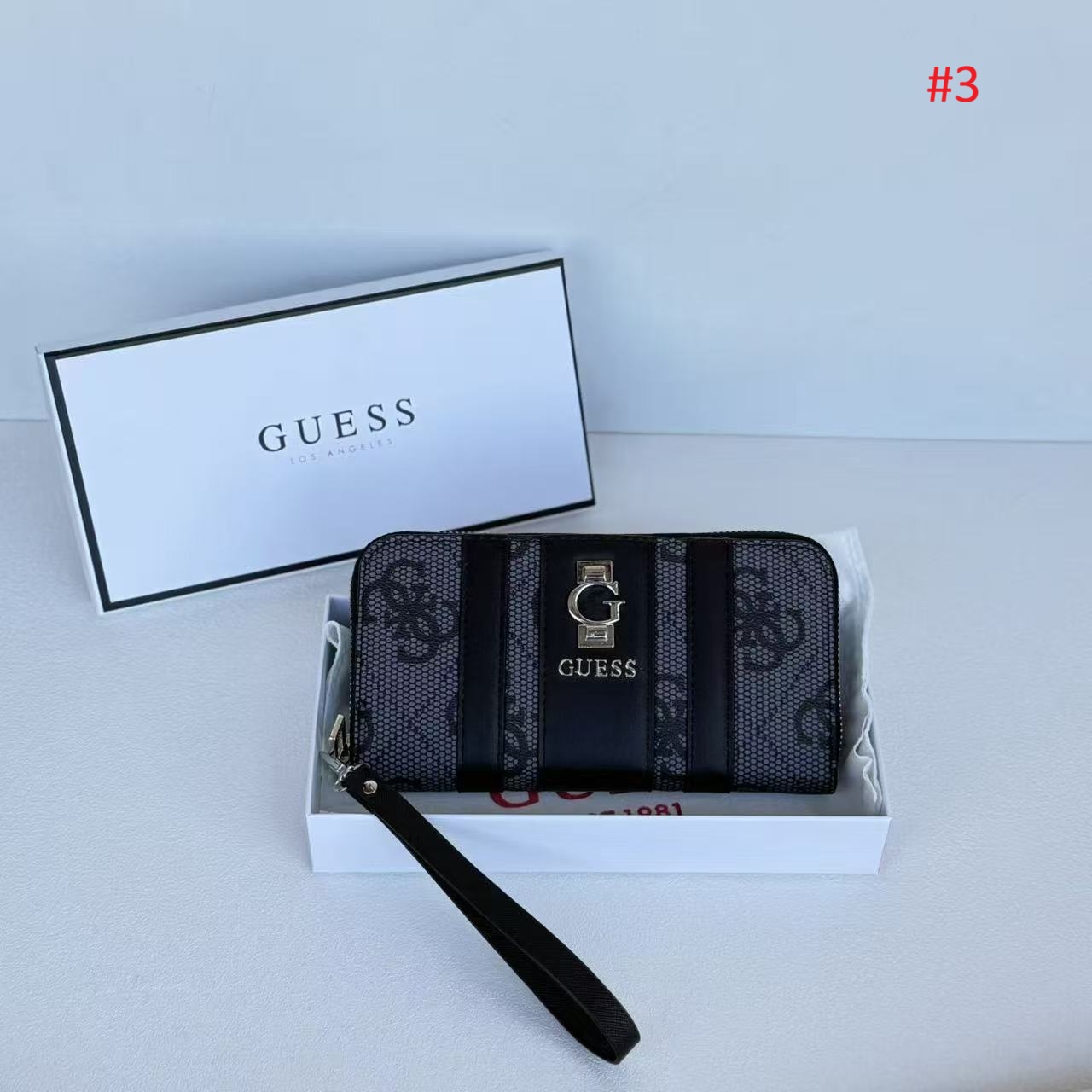 ארנק יד לנשים עם רוכסן סביב GUESS – תמונה 4