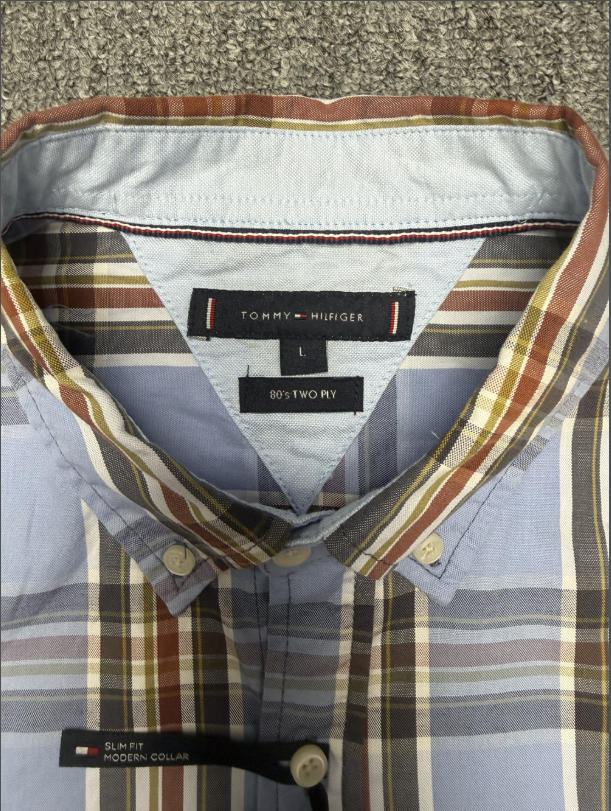 חולצת כפתורים משובצת לגברים Slim Fit – תמונה 7