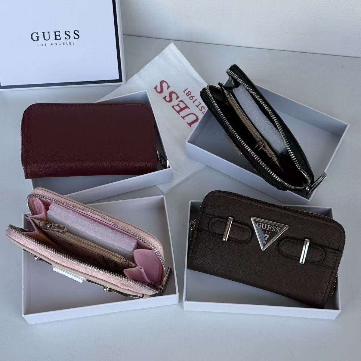 ארנק נשים קומפקטי עם רוכסן היקפי ולוגו GUESS – תמונה 8