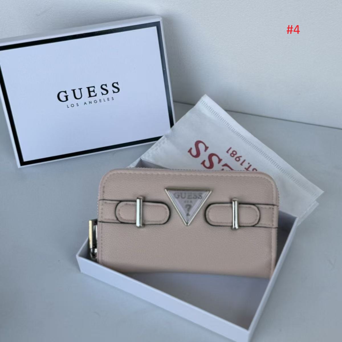 ארנק נשים קומפקטי עם רוכסן היקפי ולוגו GUESS – תמונה 5