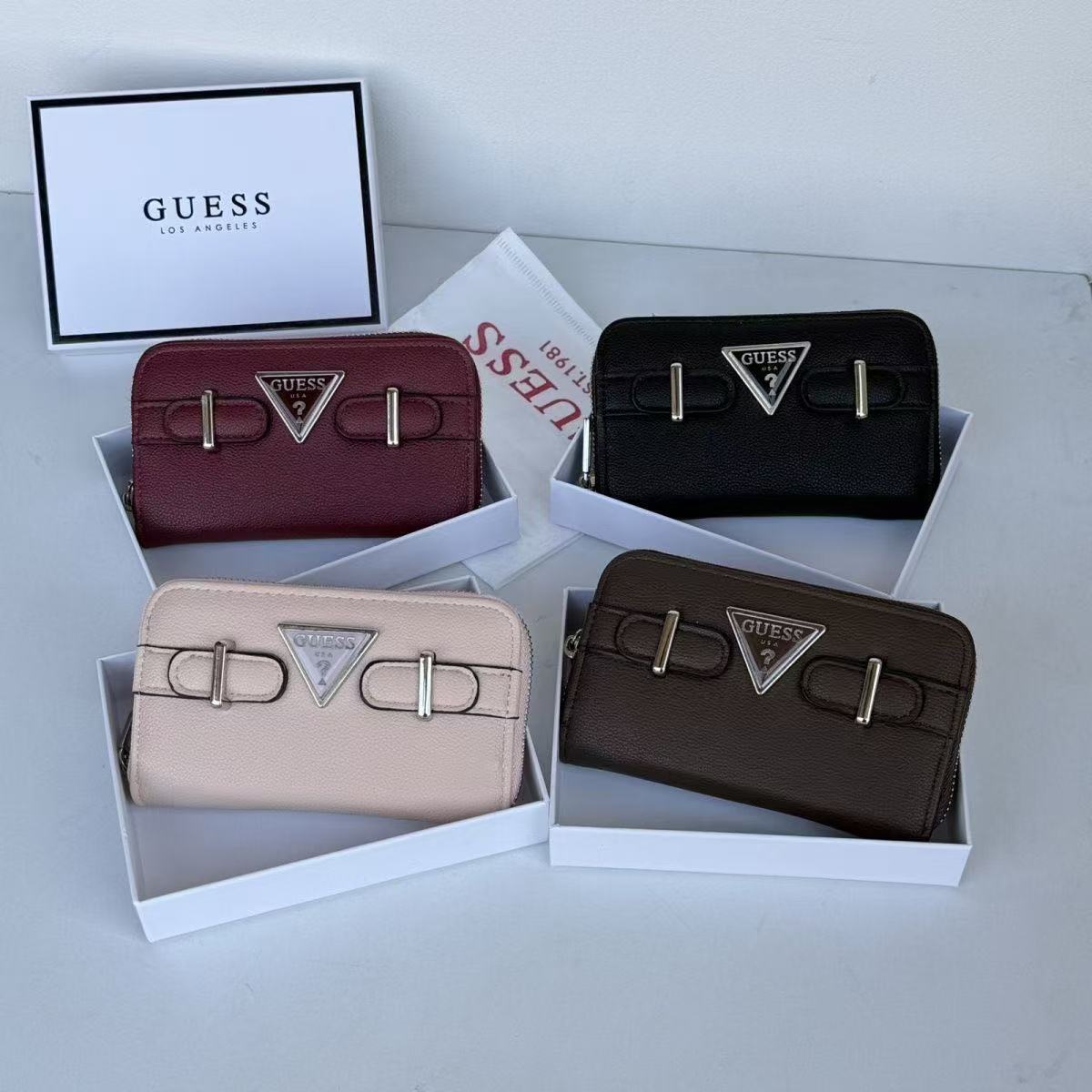 ארנק נשים קומפקטי עם רוכסן היקפי ולוגו GUESS – תמונה 9