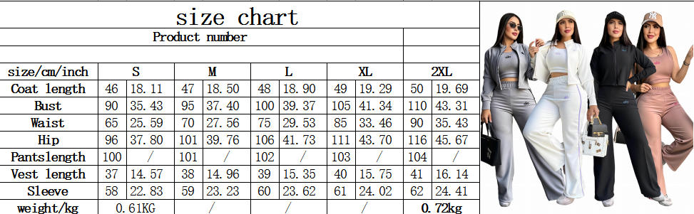 חליפת ספורט נשים 3 חלקים עם ז'קט קרופ – תמונה 10