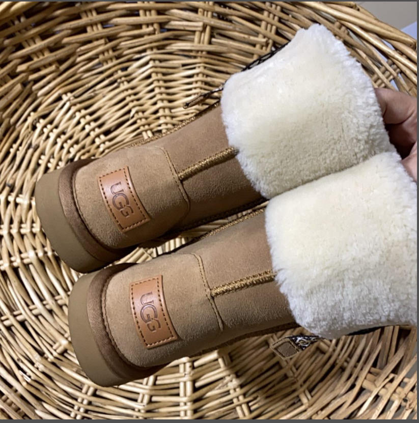 UGG מגפי חורף לנשים עם פרווה מתקפלת – תמונה 5