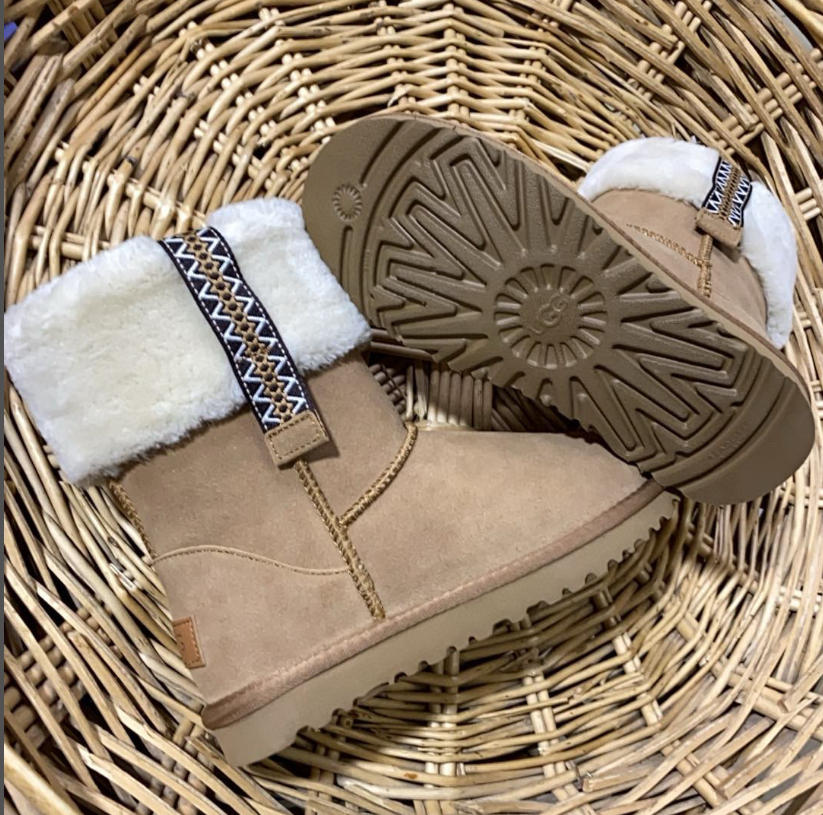 UGG מגפי חורף לנשים עם פרווה מתקפלת – תמונה 6