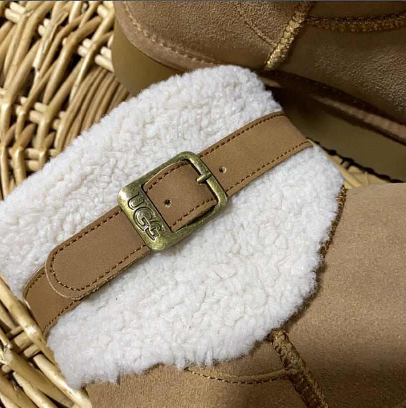 UGG מגפי חורף נשים קצרים עם פרווה ואבזם – תמונה 8