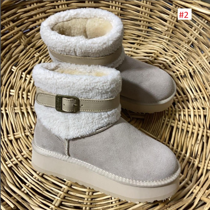 UGG מגפי חורף נשים קצרים עם פרווה ואבזם – תמונה 3