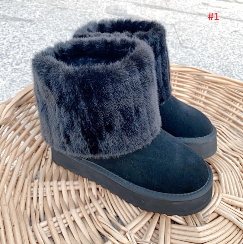 UGG מגפי פרווה קצרים פלטפורמה לנשים – תמונה 2