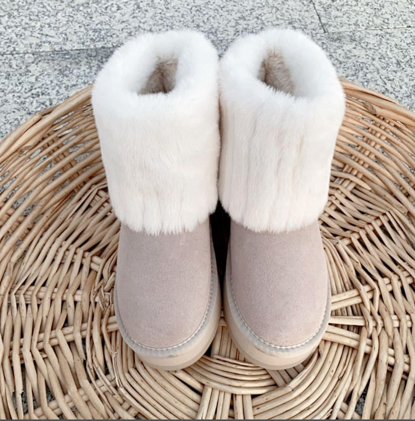 UGG מגפי פרווה קצרים פלטפורמה לנשים – תמונה 6
