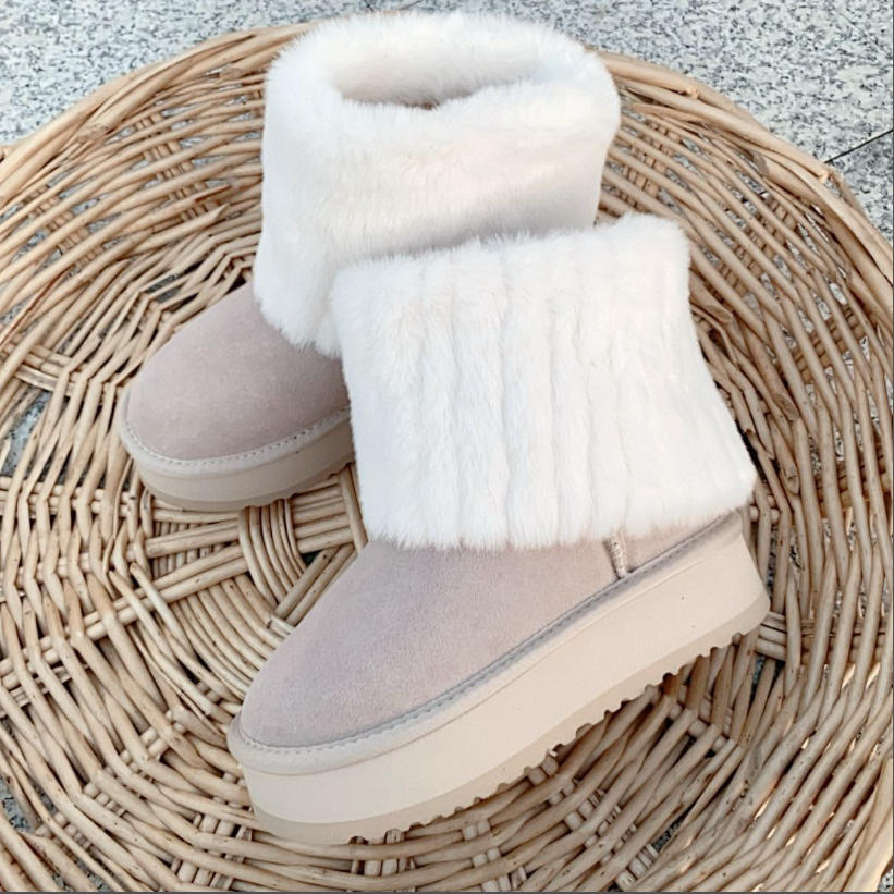 UGG מגפי פרווה קצרים פלטפורמה לנשים – תמונה 5