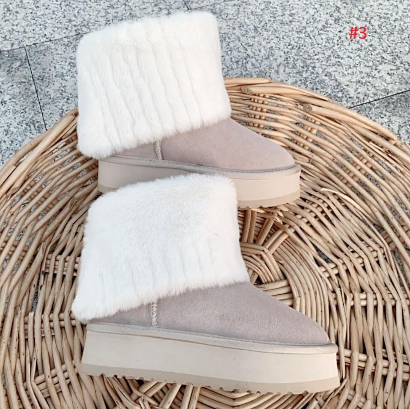 UGG מגפי פרווה קצרים פלטפורמה לנשים – תמונה 4