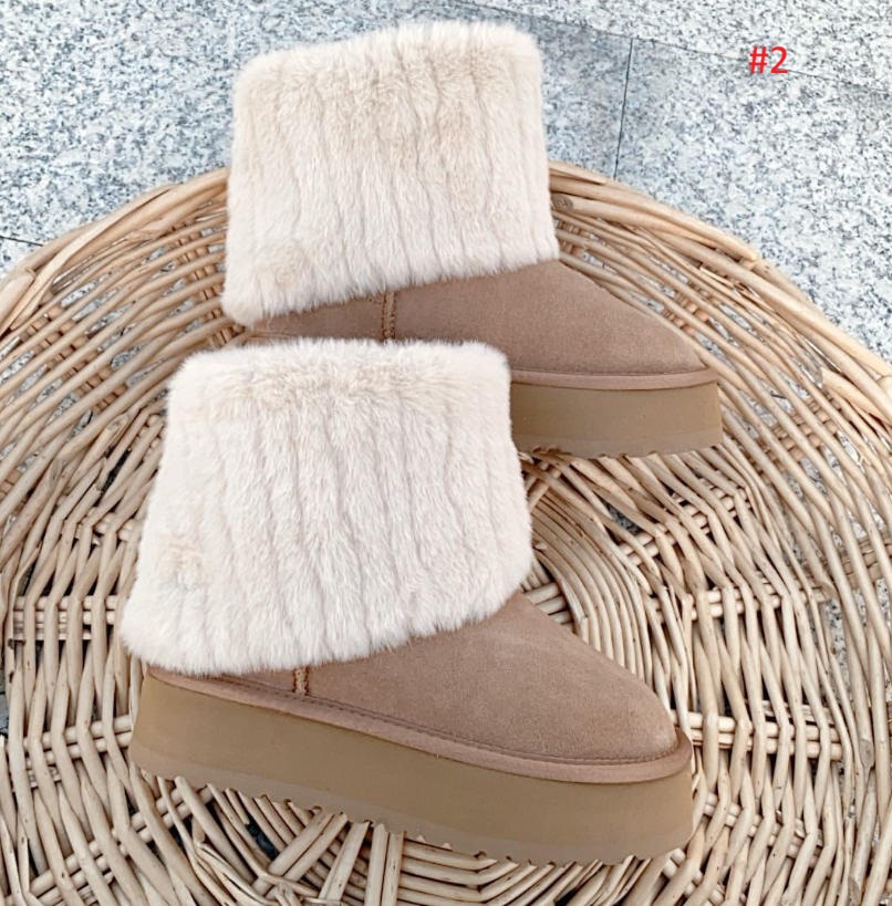 UGG מגפי פרווה קצרים פלטפורמה לנשים – תמונה 3