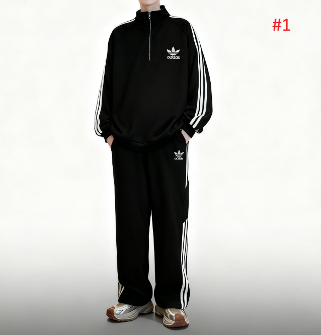 חליפת טרנינג adidas עם חצי רוכסן – תמונה 2