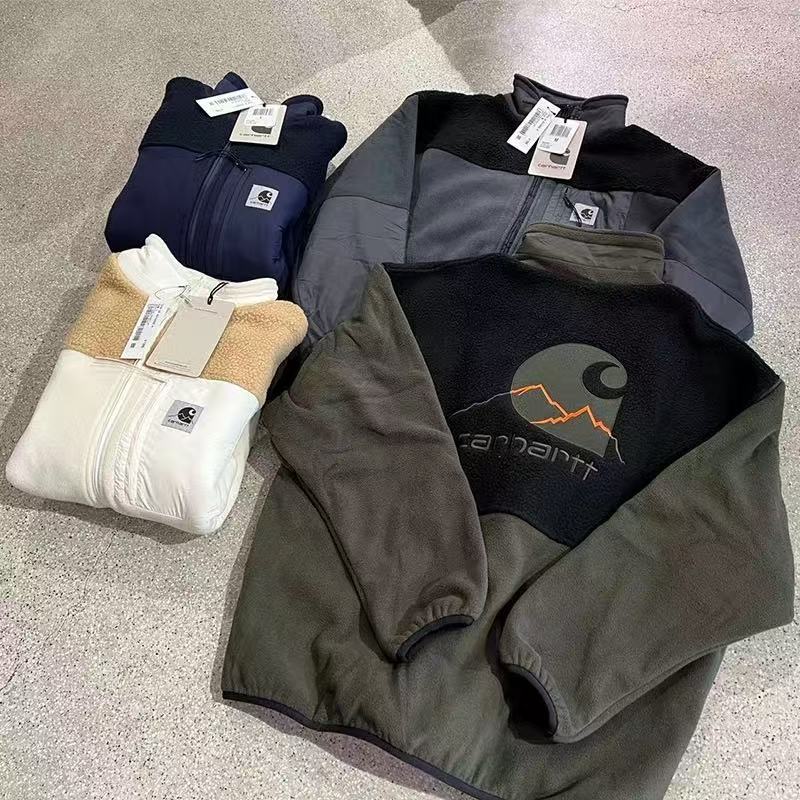 מעיל פליס Carhartt עם רוכסן מלא ורקמת גב – תמונה 9