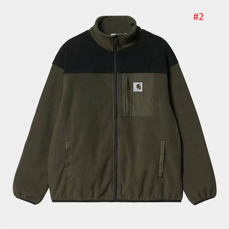 מעיל פליס Carhartt עם רוכסן מלא ורקמת גב – תמונה 3