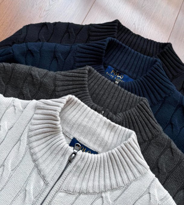 Polo Ralph Lauren קרדיגן סריג כבלים ברוכסן לגברים – תמונה 7