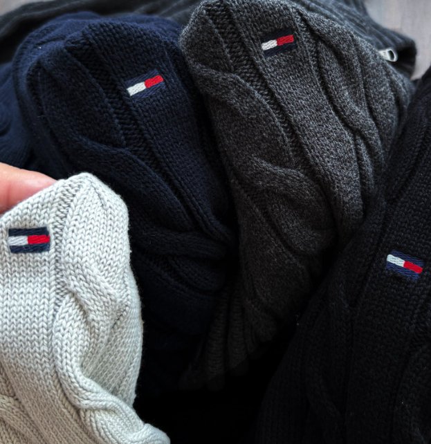 Tommy Hilfiger קרדיגן סריג כבל עם רוכסן לגבר – תמונה 9