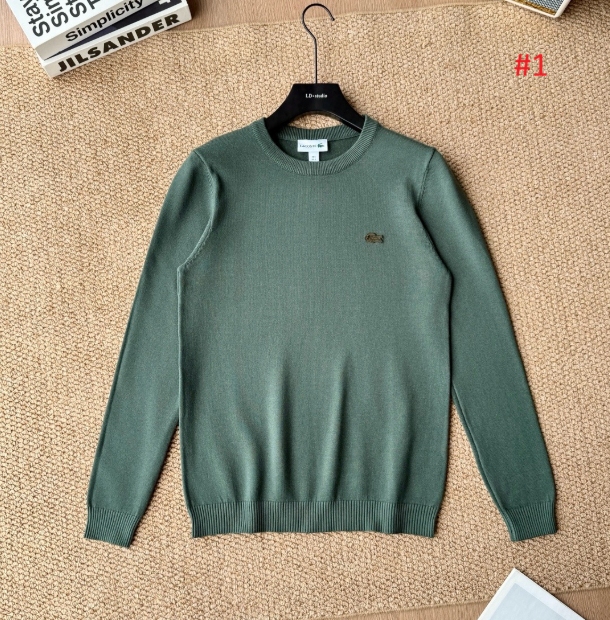LACOSTE סוודר גברים צווארון עגול עם לוגו רקום – תמונה 2