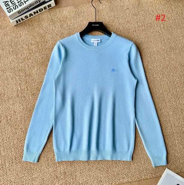 LACOSTE סוודר גברים צווארון עגול עם לוגו רקום – תמונה 3