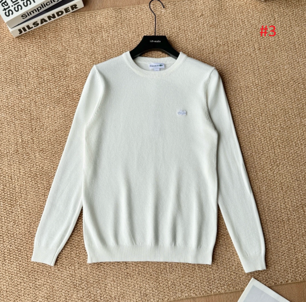 LACOSTE סוודר גברים צווארון עגול עם לוגו רקום – תמונה 4